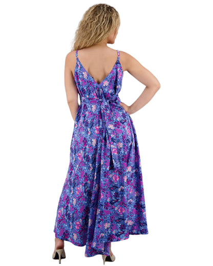 Bohemian Bloom Silk Maxi Dress with Tie Waist