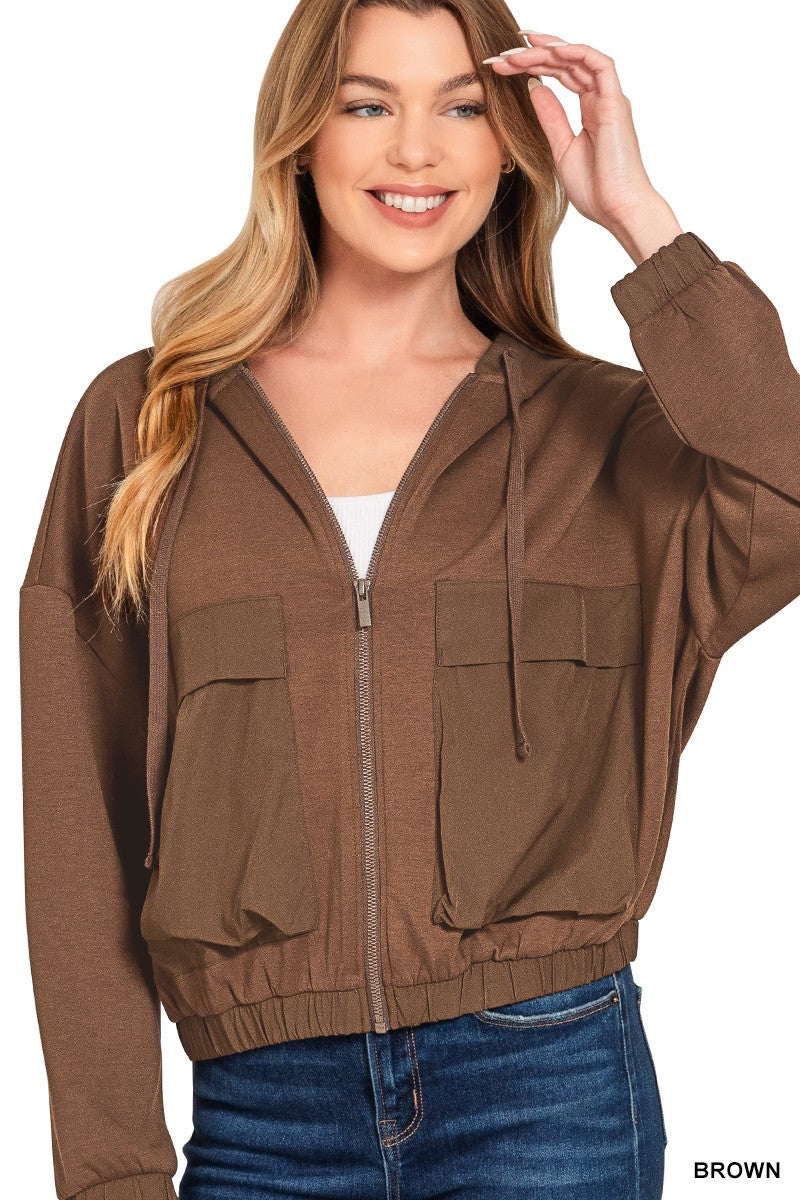 Mocha Utility Cargo Hoodie