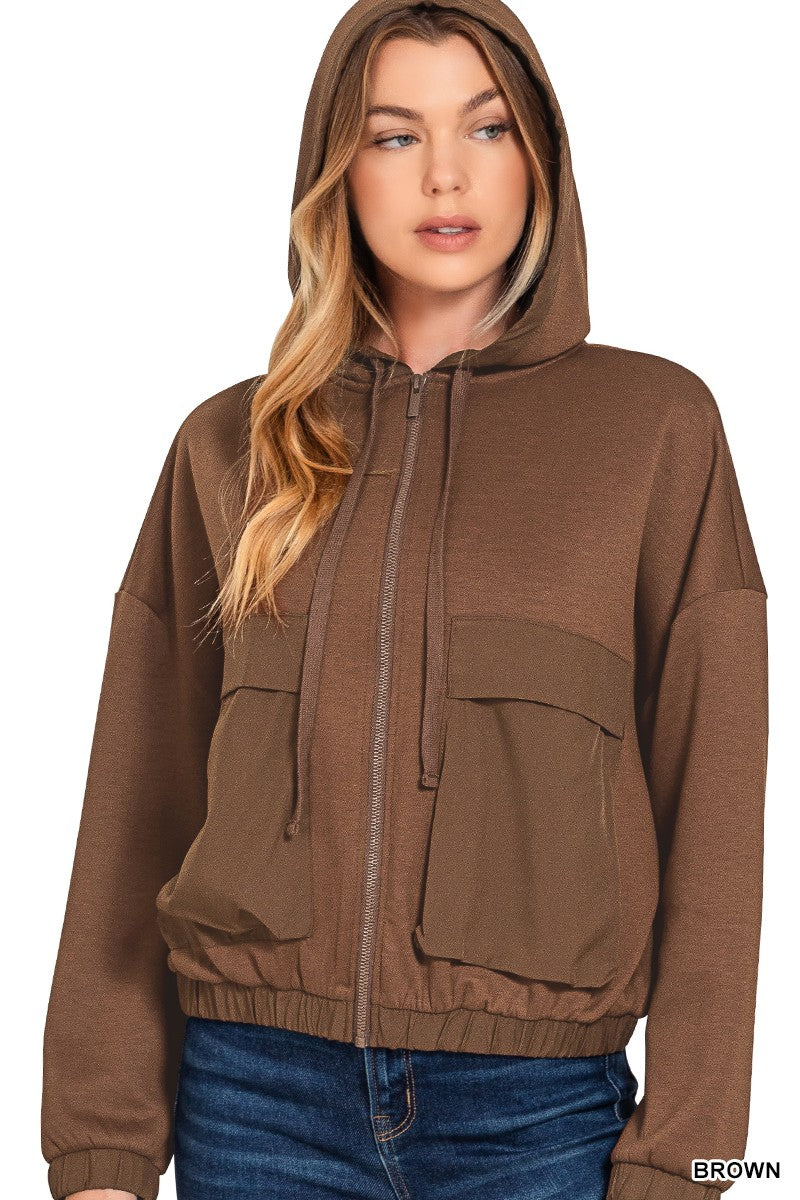 Mocha Utility Cargo Hoodie